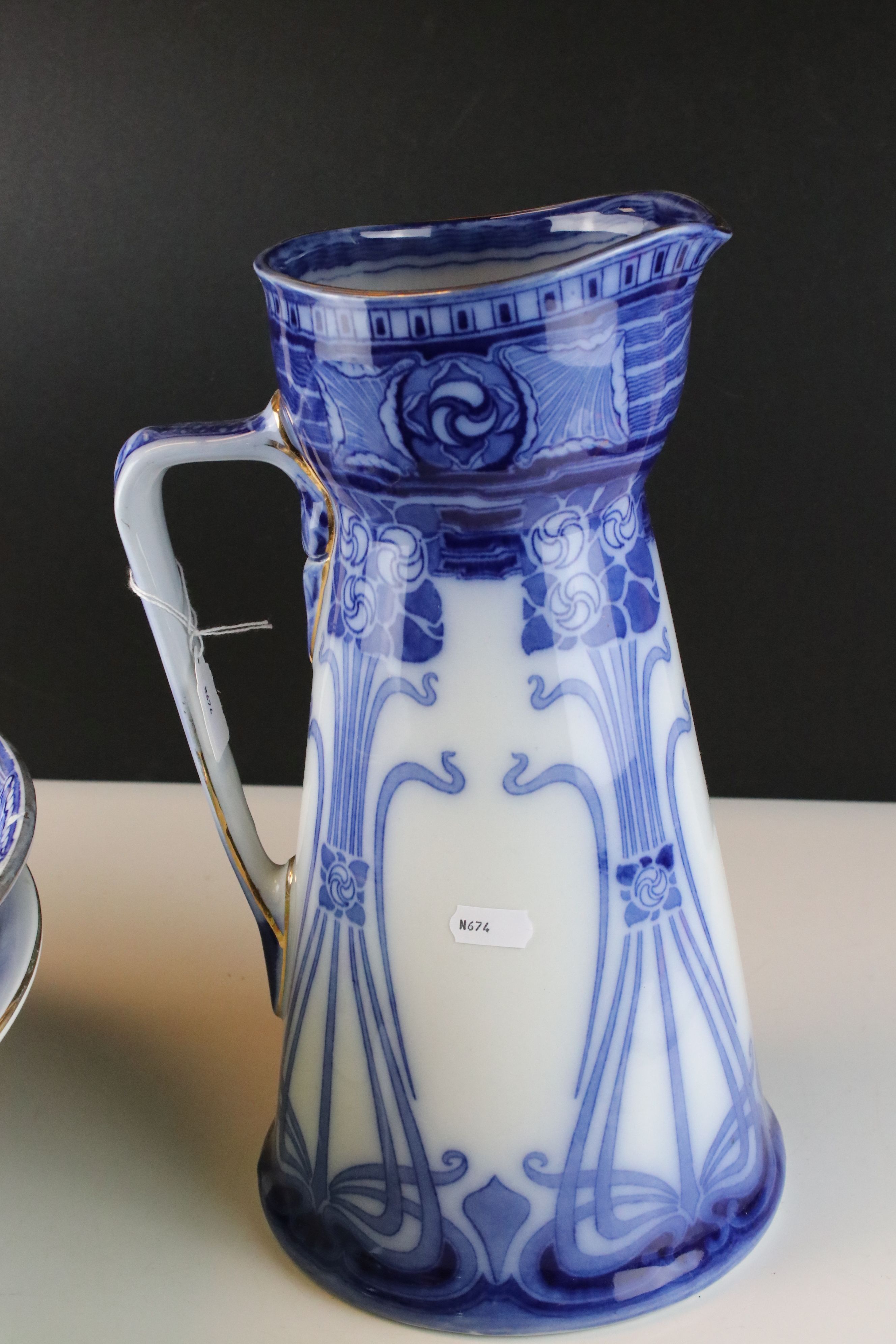 Art Nouveau Royal Doulton Wash Jug and Bowl Set in the Aubrey pattern together with a Rose Patterned - Image 2 of 11