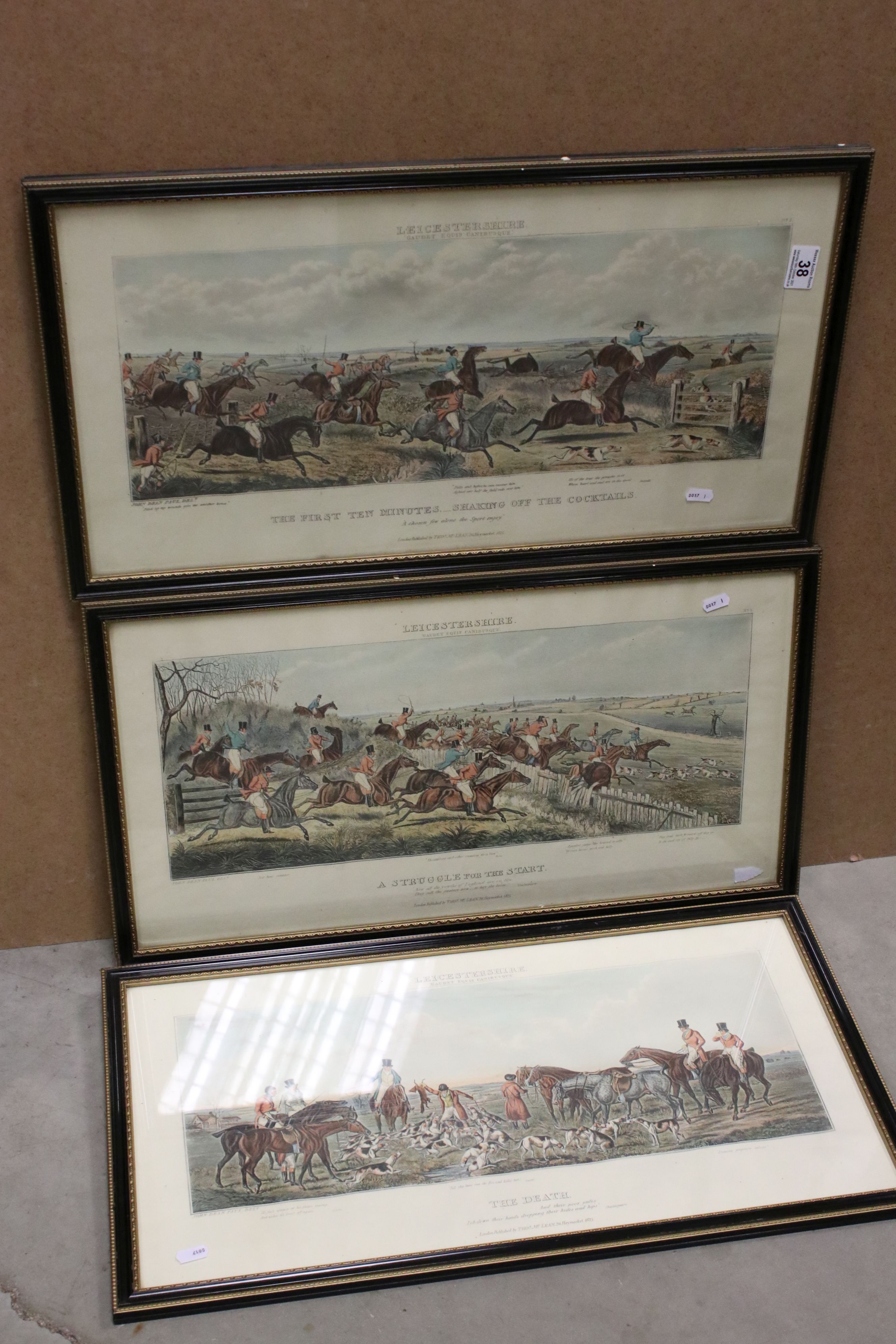 After John Dean Paul, a set of three Leicestershire hunting prints; ' A Struggle To The Start ' '