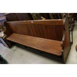 Late 19th century Pine Church Pew with panelled back, 205cms long x 94cms high