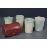 Set of vintage Bandalasta beakers in a leather case