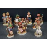 Collection of Ten Goebel Hummel Figures Groups including Apple Tree Boy, Apple Tree Girl, Signs of