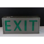 Mid Century Metal Case Light Up ' EXIT ' sign, 43cms long x 20cms high