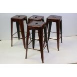 Four Industrial style Metal Stacking Stools, each 42cms wide x 77cms high