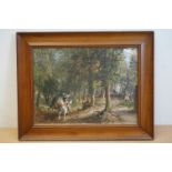 WD, late 19th century English School, Royalist flight in the forest, framed, signed with monogram WD
