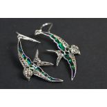 Pair of silver swallow bird earrings