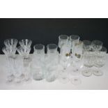 Collection of Glasses including 3 American Oval Tumblers, 4 Cut Glass Claret Glasses, 4 Cut Glass