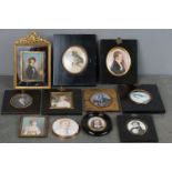 Quantity of portrait miniatures, to include a 19th century study of Oliver Cromwell after Sir