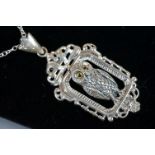 Cased silver lucky owl pendant necklace on silver chain