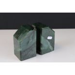 Pair of Polished Jade Block Bookends, probably Polar Jade, 13cms high