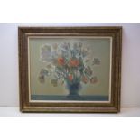Richard Ewen (1929-2009), Oil on Canvas of Still Life Flowers in a Vase, signed lower right Ewen