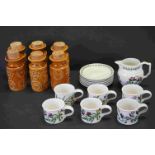 A Portmeirion Botanic Garden pattern coffee set to include six cups, six saucers and a milk jug