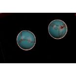 Pair of cased silver and turquoise stud earrings