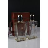 Early 20th century Two Glass Bottle Spirit Set comprising Whiskey and a Brandy Glass Bottle (