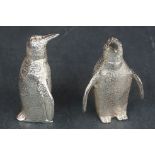 Pair of silver plated penguin condiments