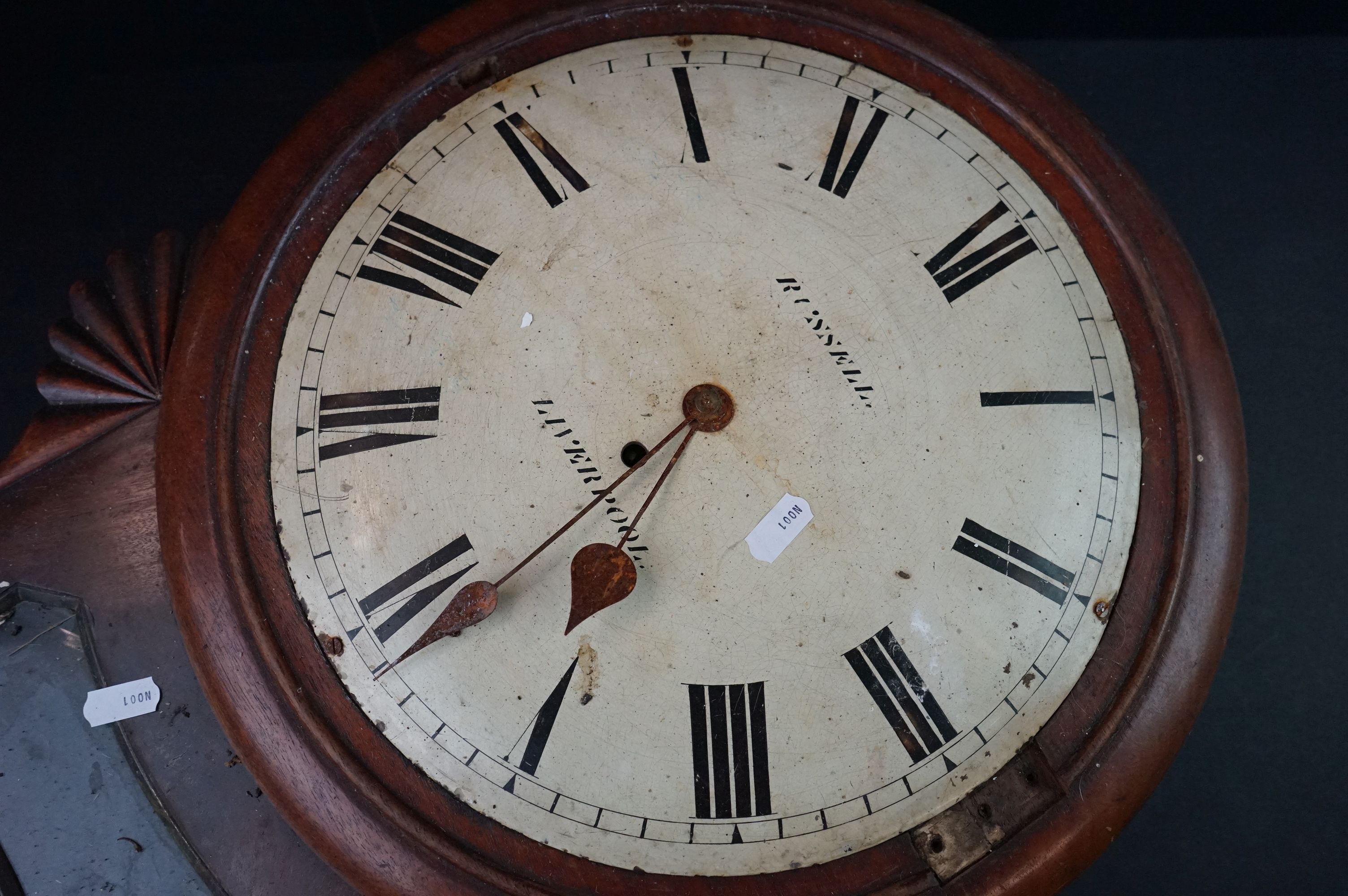 19th century Mahogany cased wall clock, the dial marked Russell of Liverpool - Image 2 of 3