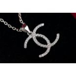 Silver and CZ designer style pendant necklace