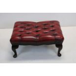 Red Buttoned Leather Chesterfield Footstool, 66cms long x 31cms high