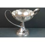 WMF Art Nouveau Silver Plated Centrepiece, the pierced bowl raised on a pierced footed base with