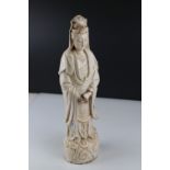 Chinese Blanc de Chine figure of Guanyin, 46cms high