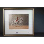 J Plank, Painting on Silk titled ' Piaffe ' depicting a Lipizzan Horse and Ride, 21cms x 27cms,