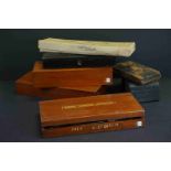 Surgical Equipment - Five boxed sets, three in mahogany cases including Swift Joly Cystoscope,