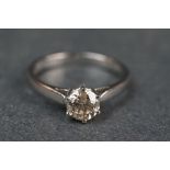 18ct single stone diamond ring of 3/4 of a carat