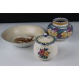 Poole Pottery Carter Stabler Adams Vase, 10cms high together with Poole Pottery Preserve Jar & Lid