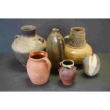 A collection of five studio pottery vases to include signed examples.