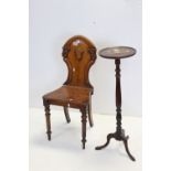 19th century Mahogany Shield Back Hall Chair with solid seat, 89cms high together with a Mahogany