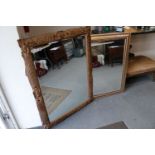 Carved Pine Framed Mirror with Gilt Finish and Bevelled Edge, 125cms x 94cms together with another