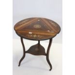 Early 20th century Rosewood and Marquetry Inlaid Occasional Table, the triangular top with three