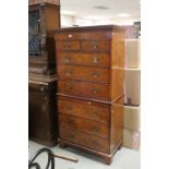 18th century style Walnut Inlaid Chest on Chest , the upper section with two short over three long