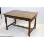 19th century French Cherry Dining Table with drawer to end, raised on square chamfered legs and