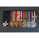 A full size World War Two medal group of seven, all on original ribbons and court mounted to medal
