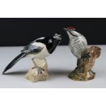 Beswick Magpie, model 2305 and a Beswick Lesser Spotted Woodpecker, model 2420