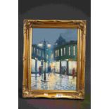 Barry Hilton (British b.1941), Oil Painting on Canvas of Street Scene, 39cms x 29cms, gilt framed