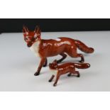 Two Beswick Foxes, models 1016A and 1440