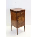 George III Mahogany Washstand, the hinged lid opening to a fitted interior, faux drawer and cupboard