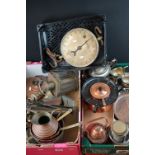 Two Trays of mixed metal ware to include brass, copper and silver plated items, plus Salter 100lbs