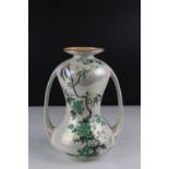 Shelley 1920's Twin Handled Vase in the Indian Peony pattern, 27cms high