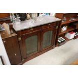 19th century French Empire style Rosewood Side Cabinet with marble top above two drawers and two