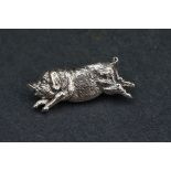 Silver novelty pig brooch