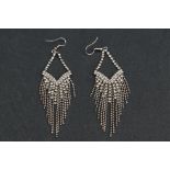 Substantial pair of silver and CZ drop earrings
