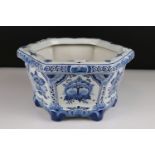 Royal Delft Ware Manufactory ' De Porceleyne Fles ' Hexagonal Planter, with certificate of