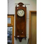 Early 20th century mahogany cased 8-Day two train movement Vienna Regulator wall clock, striking