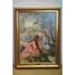 After P A Renoir, Girls in a Meadow ' 68cms x 48cms, ornate gilt framed