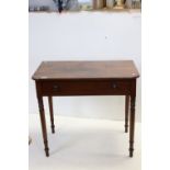 19th century Mahogany Side Table raised on turned legs, 89cms wide x 78cms high