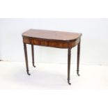 Regency Mahogany Bow Fronted Fold-over Tea Table with Rosewood crossbanding in the manner of