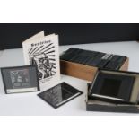 Interesting collection of glass plate negatives for printing book illustrations, approx. 140 slides,