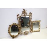 20th century Veronese Product Gilt Framed Rococo style Mirror, 108cms x 57cms together with a